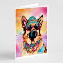 Load image into Gallery viewer, German Shepherd Hippie Dawg Greeting Cards - Blank Note Cards – 8-Pack of Artist-Designed Cards with Envelopes