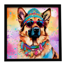 Load image into Gallery viewer, German Shepherd Hippie Dawg Framed Metal Print
