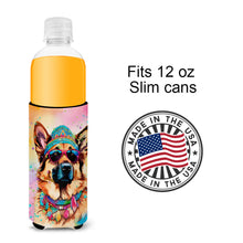 Load image into Gallery viewer, German Shepherd Hippie Dawg Slim Can Huggers – Fun, Functional Drink Coolers for Every Occasion