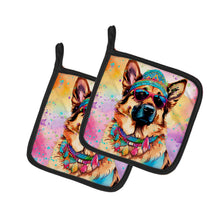 Load image into Gallery viewer, German Shepherd Hippie Dawg Pot Holders - Set of 2 Decorative Kitchen Helpers | Made in the USA