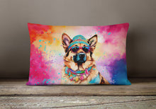 Load image into Gallery viewer, German Shepherd Hippie Dawg Fabric Decorative Pillow