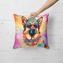Load image into Gallery viewer, German Shepherd Hippie Dawg Fabric Decorative Pillow