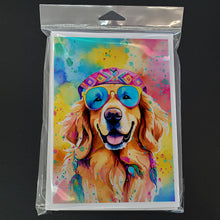 Load image into Gallery viewer, Golden Retriever Hippie Dawg Greeting Cards - Blank Note Cards – 8-Pack of Artist-Designed Cards with Envelopes