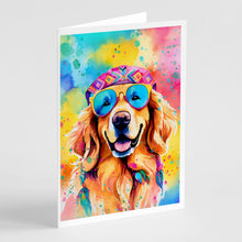 Load image into Gallery viewer, Golden Retriever Hippie Dawg Greeting Cards - Blank Note Cards – 8-Pack of Artist-Designed Cards with Envelopes