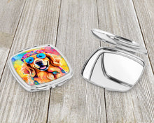 Load image into Gallery viewer, Golden Retriever Hippie Dawg Compact Mirror – Stylish Purse Mirror with Artistic Covers