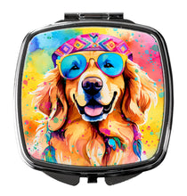 Load image into Gallery viewer, Golden Retriever Hippie Dawg Compact Mirror – Stylish Purse Mirror with Artistic Covers