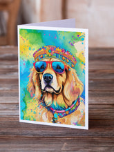 Load image into Gallery viewer, Golden Retriever Hippie Dawg Greeting Cards - Blank Note Cards – 8-Pack of Artist-Designed Cards with Envelopes