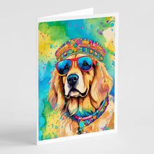 Load image into Gallery viewer, Golden Retriever Hippie Dawg Greeting Cards - Blank Note Cards – 8-Pack of Artist-Designed Cards with Envelopes