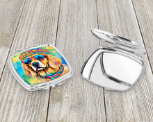 Load image into Gallery viewer, Golden Retriever Hippie Dawg Compact Mirror – Stylish Purse Mirror with Artistic Covers