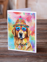 Load image into Gallery viewer, Golden Retriever Hippie Dawg Greeting Cards - Blank Note Cards – 8-Pack of Artist-Designed Cards with Envelopes