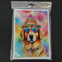 Load image into Gallery viewer, Golden Retriever Hippie Dawg Greeting Cards - Blank Note Cards – 8-Pack of Artist-Designed Cards with Envelopes