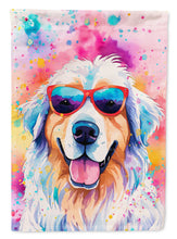 Load image into Gallery viewer, Great Pyrenees Hippie Dawg Garden Flag – Retro Dog with Sunglasses &amp; Multicolored Background