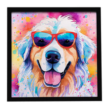 Load image into Gallery viewer, Great Pyrenees Hippie Dawg Framed Metal Print