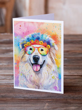 Load image into Gallery viewer, Great Pyrenees Hippie Dawg Greeting Cards - Blank Note Cards – 8-Pack of Artist-Designed Cards with Envelopes