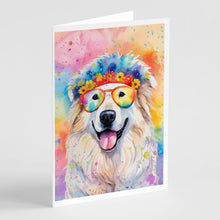 Load image into Gallery viewer, Great Pyrenees Hippie Dawg Greeting Cards - Blank Note Cards – 8-Pack of Artist-Designed Cards with Envelopes