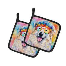 Load image into Gallery viewer, Great Pyrenees Hippie Dawg Pot Holders - Set of 2 Decorative Kitchen Helpers | Made in the USA