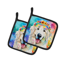 Load image into Gallery viewer, Great Pyrenees Hippie Dawg Pot Holders - Set of 2 Decorative Kitchen Helpers | Made in the USA