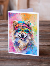 Load image into Gallery viewer, Keeshond Hippie Dawg Greeting Cards - Blank Note Cards – 8-Pack of Artist-Designed Cards with Envelopes