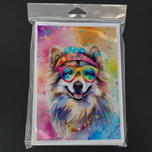 Load image into Gallery viewer, Keeshond Hippie Dawg Greeting Cards - Blank Note Cards – 8-Pack of Artist-Designed Cards with Envelopes