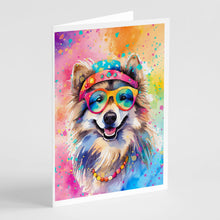 Load image into Gallery viewer, Keeshond Hippie Dawg Greeting Cards - Blank Note Cards – 8-Pack of Artist-Designed Cards with Envelopes
