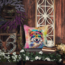 Load image into Gallery viewer, Keeshond Hippie Dawg Throw Pillow - 14x14 Decorative Pillow – Art for Your Home &amp; Patio