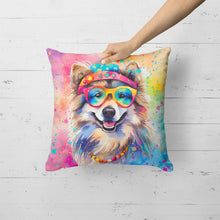 Load image into Gallery viewer, Keeshond Hippie Dawg Fabric Decorative Pillow