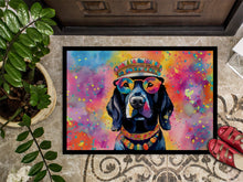 Load image into Gallery viewer, Black Labrador Hippie Dawg Doormat - 24x36 Decorative Floor Mat – Indoor/Outdoor Rug with Artistic Flair