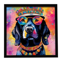 Load image into Gallery viewer, Black Labrador Hippie Dawg Framed Metal Print