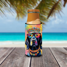 Load image into Gallery viewer, Black Labrador Hippie Dawg Slim Can Huggers – Fun, Functional Drink Coolers for Every Occasion