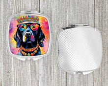 Load image into Gallery viewer, Black Labrador Hippie Dawg Compact Mirror – Stylish Purse Mirror with Artistic Covers