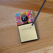 Load image into Gallery viewer, Black Labrador Hippie Dawg Sticky Note Holder- Refiilable Desk Accessory Note Pad