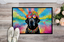 Load image into Gallery viewer, Black Labrador Hippie Dawg Doormat - 24x36 Decorative Floor Mat – Indoor/Outdoor Rug with Artistic Flair