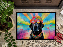 Load image into Gallery viewer, Black Labrador Hippie Dawg Doormat - 24x36 Decorative Floor Mat – Indoor/Outdoor Rug with Artistic Flair