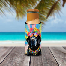 Load image into Gallery viewer, Black Labrador Hippie Dawg Slim Can Huggers – Fun, Functional Drink Coolers for Every Occasion
