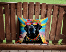 Load image into Gallery viewer, Black Labrador Hippie Dawg Throw Pillow - 14x14 Decorative Pillow – Art for Your Home &amp; Patio