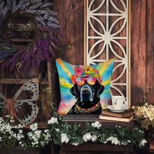 Load image into Gallery viewer, Black Labrador Hippie Dawg Fabric Decorative Pillow