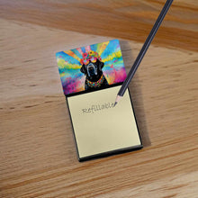 Load image into Gallery viewer, Black Labrador Hippie Dawg Sticky Note Holder- Refiilable Desk Accessory Note Pad