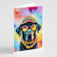 Load image into Gallery viewer, Black Labrador Hippie Dawg Greeting Cards - Blank Note Cards – 8-Pack of Artist-Designed Cards with Envelopes