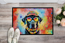 Load image into Gallery viewer, Black Labrador Hippie Dawg Doormat - 18X27 Indoor / Outdoor Rug | Made in USA