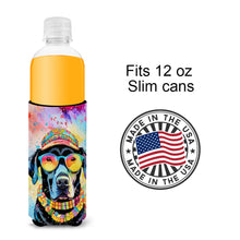 Load image into Gallery viewer, Black Labrador Hippie Dawg Slim Can Huggers – Fun, Functional Drink Coolers for Every Occasion