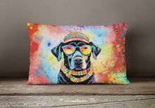 Load image into Gallery viewer, Black Labrador Hippie Dawg Fabric Decorative Pillow