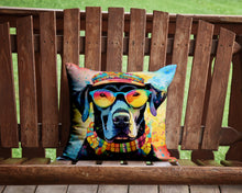 Load image into Gallery viewer, Black Labrador Hippie Dawg Throw Pillow - 14x14 Decorative Pillow – Art for Your Home &amp; Patio