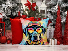Load image into Gallery viewer, Black Labrador Hippie Dawg Fabric Decorative Pillow