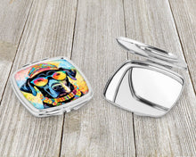 Load image into Gallery viewer, Black Labrador Hippie Dawg Compact Mirror – Stylish Purse Mirror with Artistic Covers