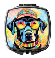 Load image into Gallery viewer, Black Labrador Hippie Dawg Compact Mirror – Stylish Purse Mirror with Artistic Covers