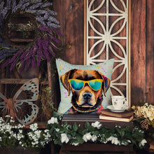 Load image into Gallery viewer, Chocolate Labrador Hippie Dawg Throw Pillow - 14x14 Decorative Pillow – Art for Your Home &amp; Patio