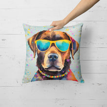 Load image into Gallery viewer, Chocolate Labrador Hippie Dawg Fabric Decorative Pillow