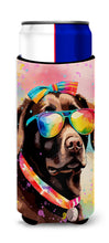 Load image into Gallery viewer, Chocolate Labrador Hippie Dawg Slim Can Huggers – Fun, Functional Drink Coolers for Every Occasion