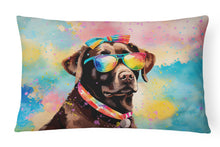 Load image into Gallery viewer, Chocolate Labrador Hippie Dawg Fabric Decorative Pillow