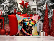 Load image into Gallery viewer, Chocolate Labrador Hippie Dawg Throw Pillow - 14x14 Decorative Pillow – Art for Your Home &amp; Patio